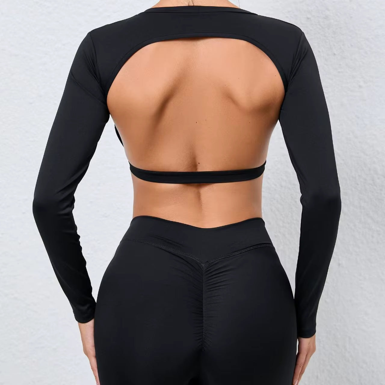 New Sport Top Crop Top Bra Sexy Open Back Tight Gym plus Size Shockproof Fitness Running Gym Clothing Long Sleeve Shirts Women