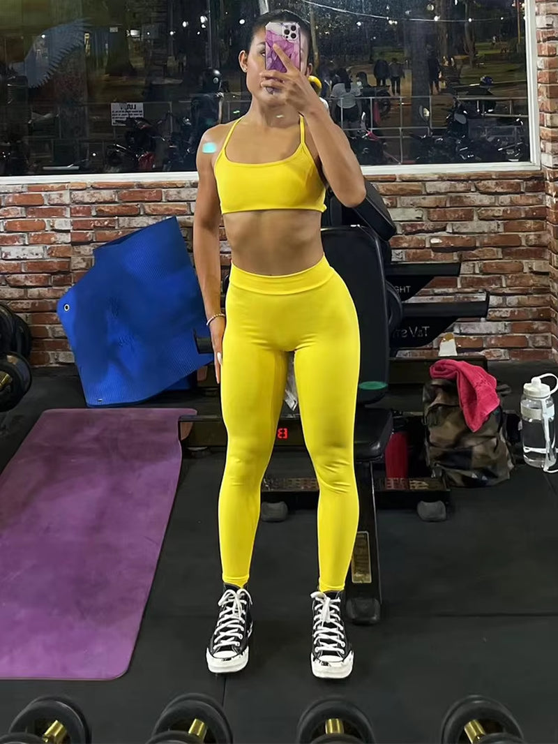 Athletic Fitness Sports Gym Workout Yoga Pants V Back Scrunch Butt Leggings Gym Sport Wear Leggings
