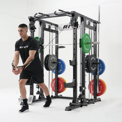 BUFFALO Multifunctional Smith Machine with Lat Pull down and Cable Crossover for Versatile Strength Training
